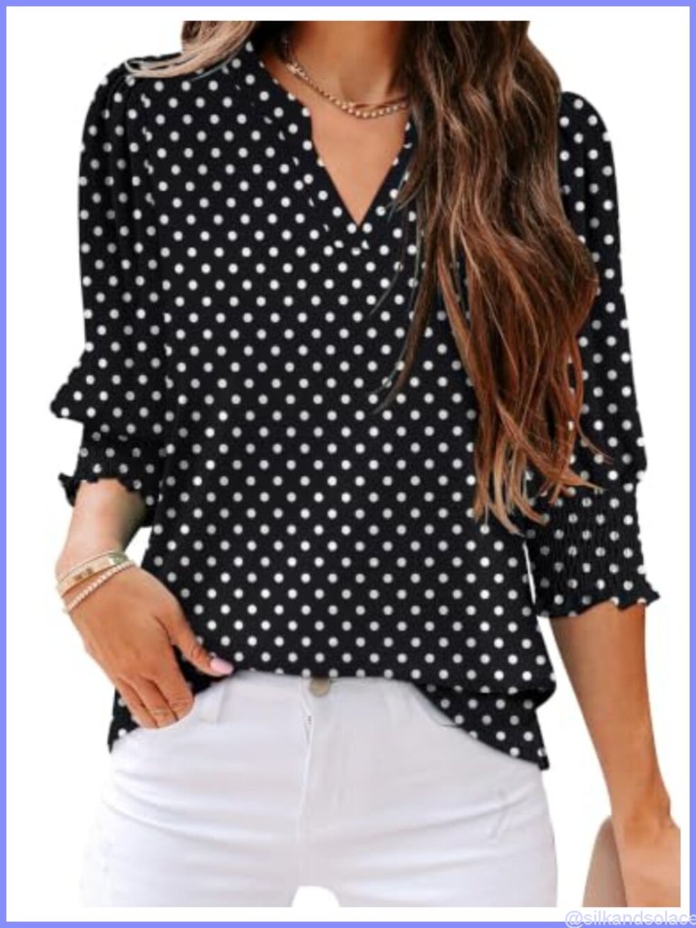 Women's 3/4 Sleeve V-Neck Tunic Blouse Casual Business Top